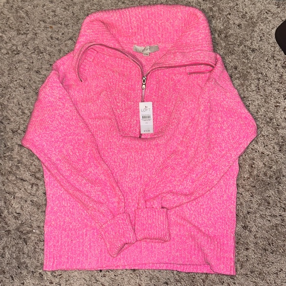Loft hot pink funnel neck sweater NWT - Picture 1 of 2